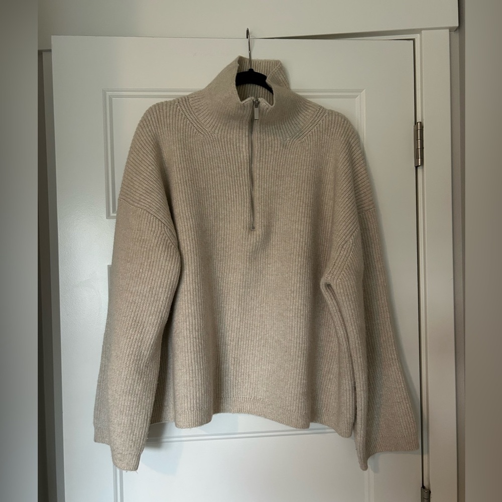 H&M Beige CREAM Half-Zip Sweater XL